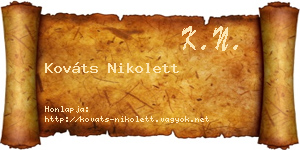 Kováts Nikolett névjegykártya
